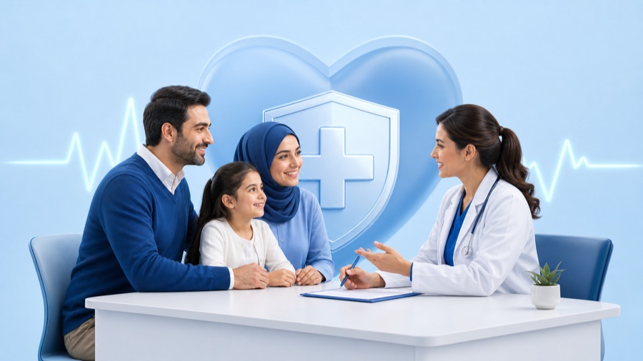 Sağlık uzmanıyla görüşen aile